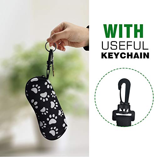 Sunglasses Soft Case For Women Men Ultra Light Neoprene Zipper Eyeglass Case With Belt Clip Dog Paw #TOP4