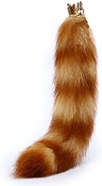 Huloo Yellow Water raccoon fur fox tail bag pendant key about 10in - 12in