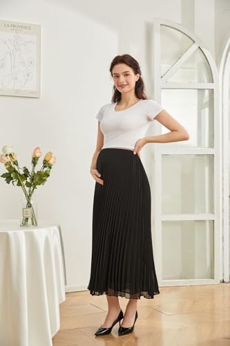 Jupe de grossesse plissée mousseline de soie premium