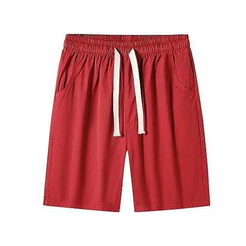 Short jogging hommes en soie glacée rouge taille S fluide