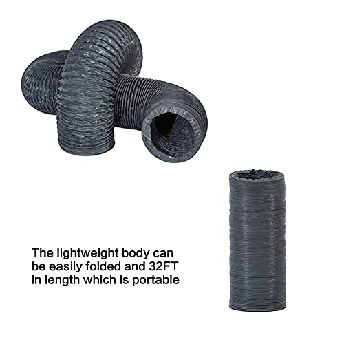 Fdtduct 8 Inch 25 Feet Flexible Duct Non-Insulated Duct Hose,Flex Air Ducting For Hvac Ventilation,Grow Tents, Dryer Rooms, Kitchen,With 2 Premium Clamps (8In-25Ft) #TOP2