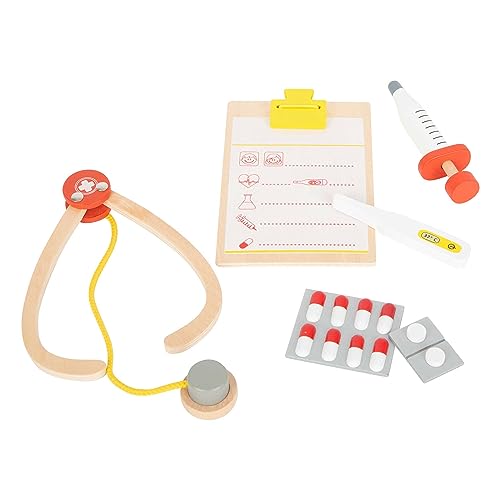 Small foot Mallette de médecin Dentiste, malette de Docteur avec seringue, Jouets de Jeu de rôle pour Enfants, 11743, Beige