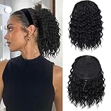 LOSMOEER Wavy Curly Ponytail Extension, 8Inch Drawstring Ponytail for Women Short Soft Natural Synthetic Hairpiece Thick For Daily Use