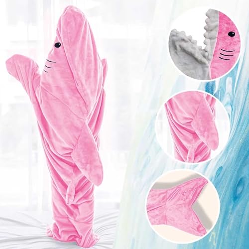 Plaid requin portable bleu de 150cm idéal pour les soirées pyjama