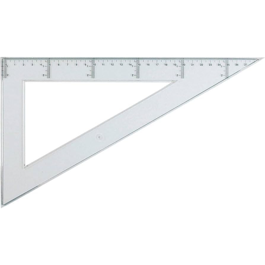 Cartabón 30cm de Plástico Transparente Graduada y Biselada