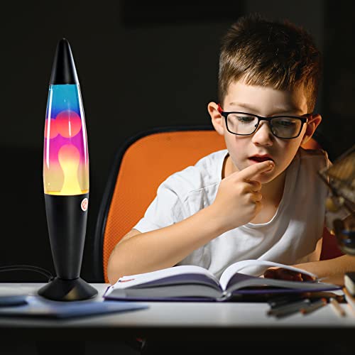 Rainbow Lava Lamp Volcan With Liquid Wax And Black Base 16 Inch Tri-Colored Decorative Table Lamp For Any Area Of Your Home (Bulb And Extra Bulb #TOP3