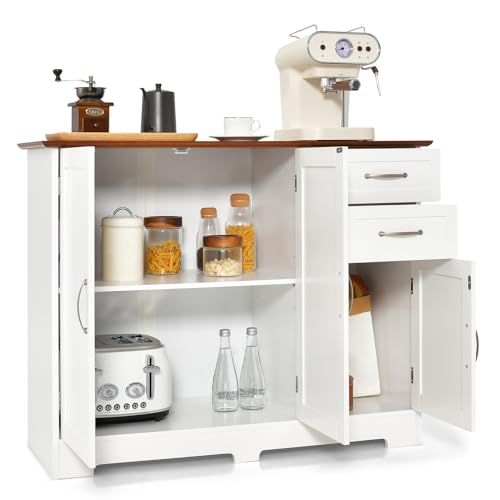 Credenza Cucina Armadio Cucina con 4 Ante e 2 Cassetti Marrone 140x40x90 cm Bealife | Leroy Merlin
