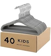 BDZBREN Kids Velvet Clothes Hangers, Non Slip Baby Hangers (11.6" Inch - 40 Pack) (Grey)