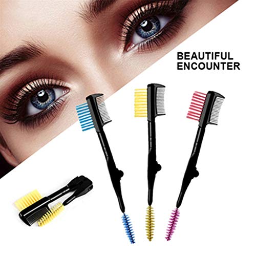 Double-end Folding Eyelash Comb Separator Mascara Lift Curl Metal Beauty Eyes Makeup Tool Eyelashes Comb (Random, Pack of 1) 2
