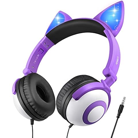 LOBKIN Auriculares para niños con Orejas de Gato LED Cover