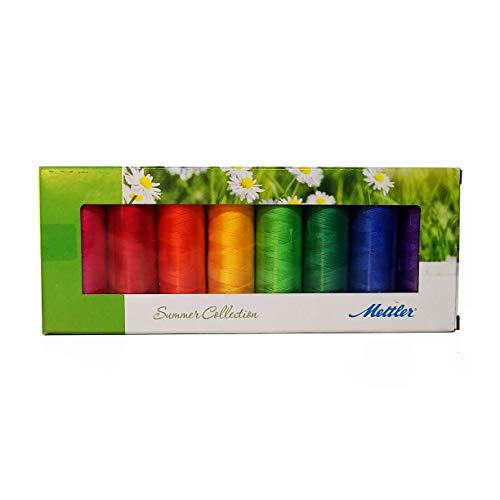 Mettler Thread Silk Finish 100% Mercerized Cotton Sewing Set; 8 Spools Summer Color Collection