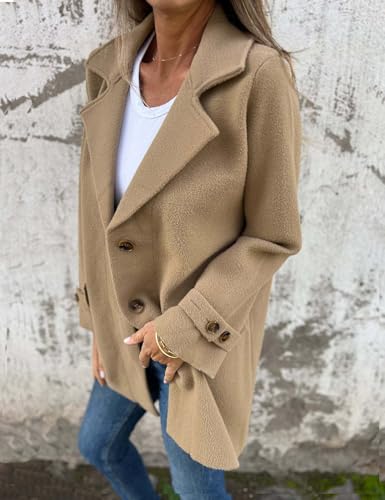 IDEALSANXUN Wool Pea Coats for Women Fall Winter Classic Mid Length Peacoat Trench Coat Blazer Jacket3