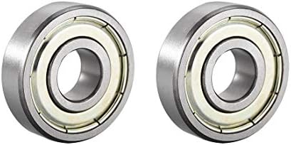 sourcing map 6001ZZ Ball Bearing 12mm x 28mm x 8mm Double Shielded 6001-2Z 80101 Deep Groove Bearings High Carbon Steel Z1 (Pack of 2)