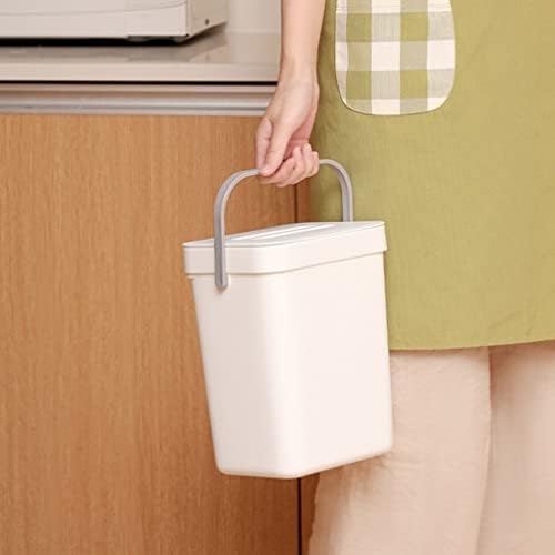 HEMOTON Waste Bin Kitchen Plastic Trash Can Lid Small Compost Bin Under Counter Indoor Kitchen Hanging Waste Caddy Container Mountable Compost Bucket