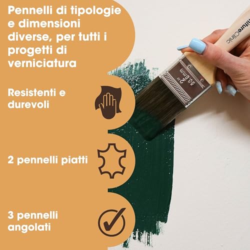 Furniture Clinic Paint Brush Set for Professional or DIY Painting & Decorating - Set of 5 Brushes - Flat, Cutting Angled, 38mm, 50mm, 60mm Paintbrushes - for Gloss, Emulsion, Varnish, & Wood Staining by Furniture Clinic - Image 2