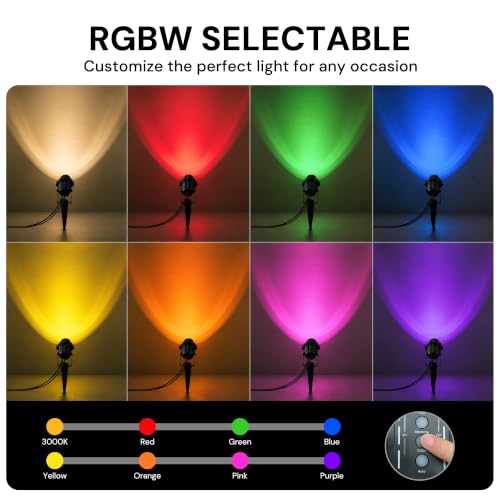 Image of L LOHAS LED RGB Low Voltage Landscape Lighting Kit, 5W Dusk to Dawn Outdoor Lighting with Transformer, 5-Level Dimmable, Timer, IP66 Waterproof Outdoor Spotlight Lights for Yard Garden Tree, 6 Pack