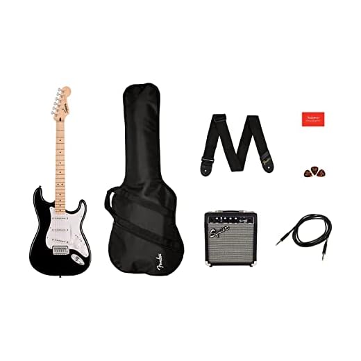 Squier by Fender Sonic Stratocaster Pack de Guitarra Eléctrica, Diapasón de Arce, Negro, Funda, Amplificador Squier Frontman 10G - 230V EU, Incluye cursos virtuales gratuitos en Fender Play