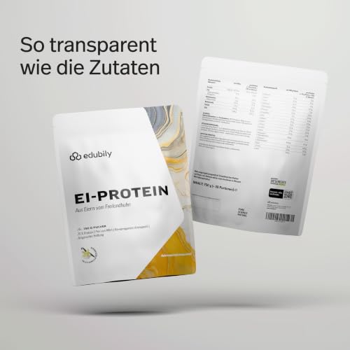 edubily® Eiklar Protein Pulver aus Freilandhaltung - Premium Eiweißpulver ohne Milch - Laborgeprüft (750 g, Salty Vanilla)