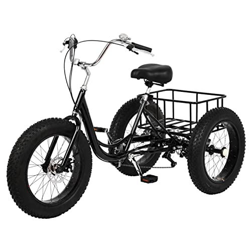 Sanamity Three Wheel Bikes for Adults - 3 Wheel Bikes for Adults Bicycle Trike Womens Bikes 7 Speed Bicycle Tricycle Basket Adult 20 Inch Frame [Us in Stock]