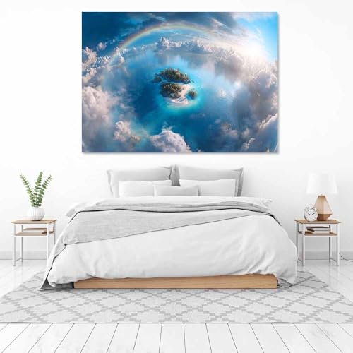 Pintura de arco iris en lienzo azul contemporáneo HUYEEI impresión de paisaje 40x60cm 3