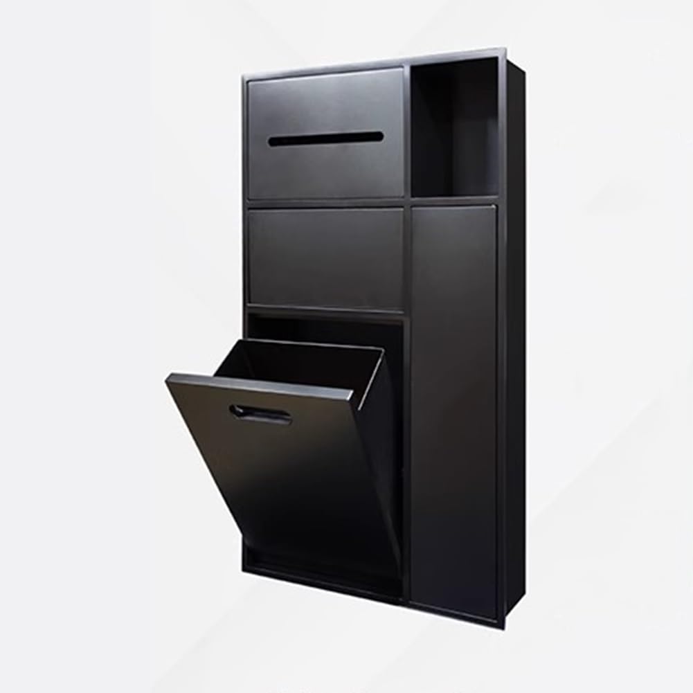 Uchwyt na papier toaletowy ze stali nierdzewnej z koszem na śmieci, dozownik ręczników, stojak toaletowy i szafka do przechowywania, czarny, 67 cm – łazienka dla rozwiązań oszczędzających miejsce