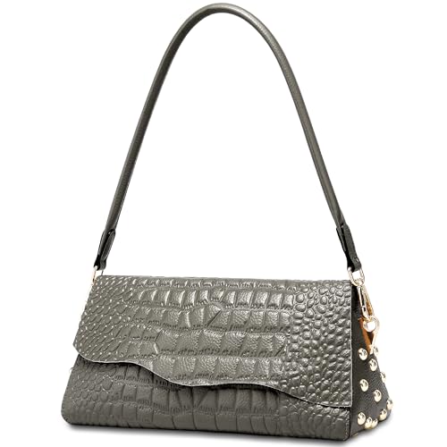 Image of BOYATU Genuine Leather Shoulder Bag Women: Handmade Crocodile Pattern Purse