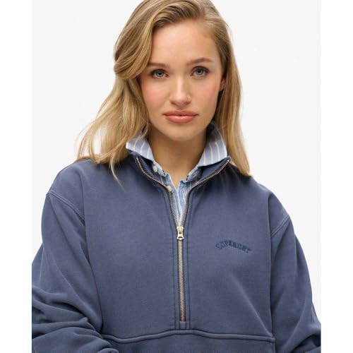 Superdry Para Mujer. W2012312A Sudadera Con Media Cremallera Y Logotipo Esencial Azul (Xl), Casual, AlgodóN - 3