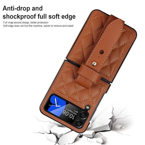 Étui en cuir de luxe avec dragonne chic pour Samsung Galaxy Z Flip 5 4 3 - 7