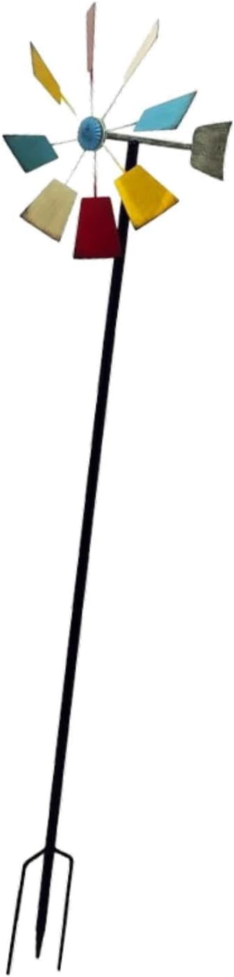 Wind Spinner with Stake Outdoor Metal Windmill for Outside Street Path Fence