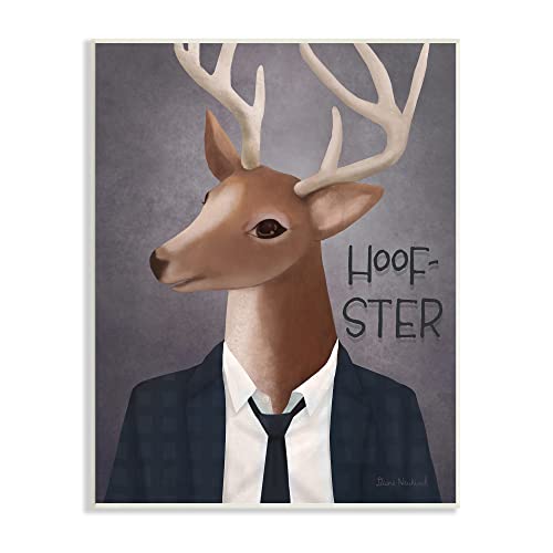 Stupell Industries Hoof-Ster Witty Deer Stag Wearing Suit Necktie, Design by Diane Neukirch