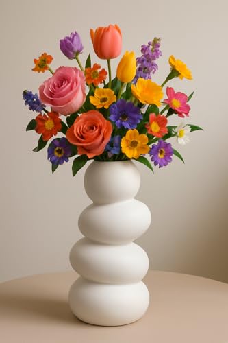 Image of Decorative Glass Vase for Flower Plants | Clear Glass vases for Home Decor | Glass vase for Living Room (Pebble vase)