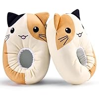 IceUnicorn Kids Toddler Slippers Boys Girls Cute Cartoon Animals Warm Home Slippers(Yellow Cat,28/29)