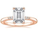 10K Solid Rose Gold Handmade Engagement Ring 3 CT Emerald Cut Moissanite Diamond Solitaire Wedding/B