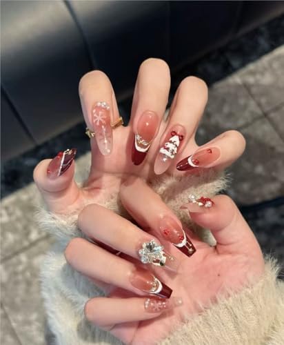 New Year style, Christmas style, women's, handmade nails(Medium)