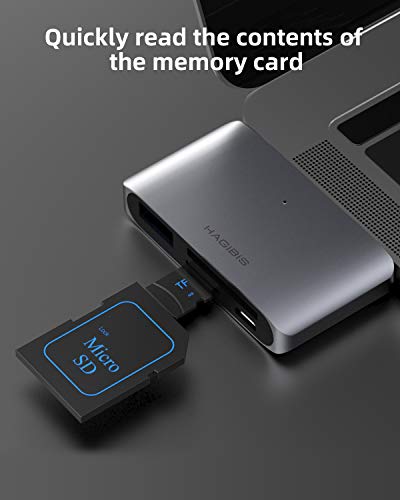 Hagibis 2 em 1 adaptador USB-C para cartão de memória tipo C com hub USB 3.0 para SDXC, SDHC, SD, MM