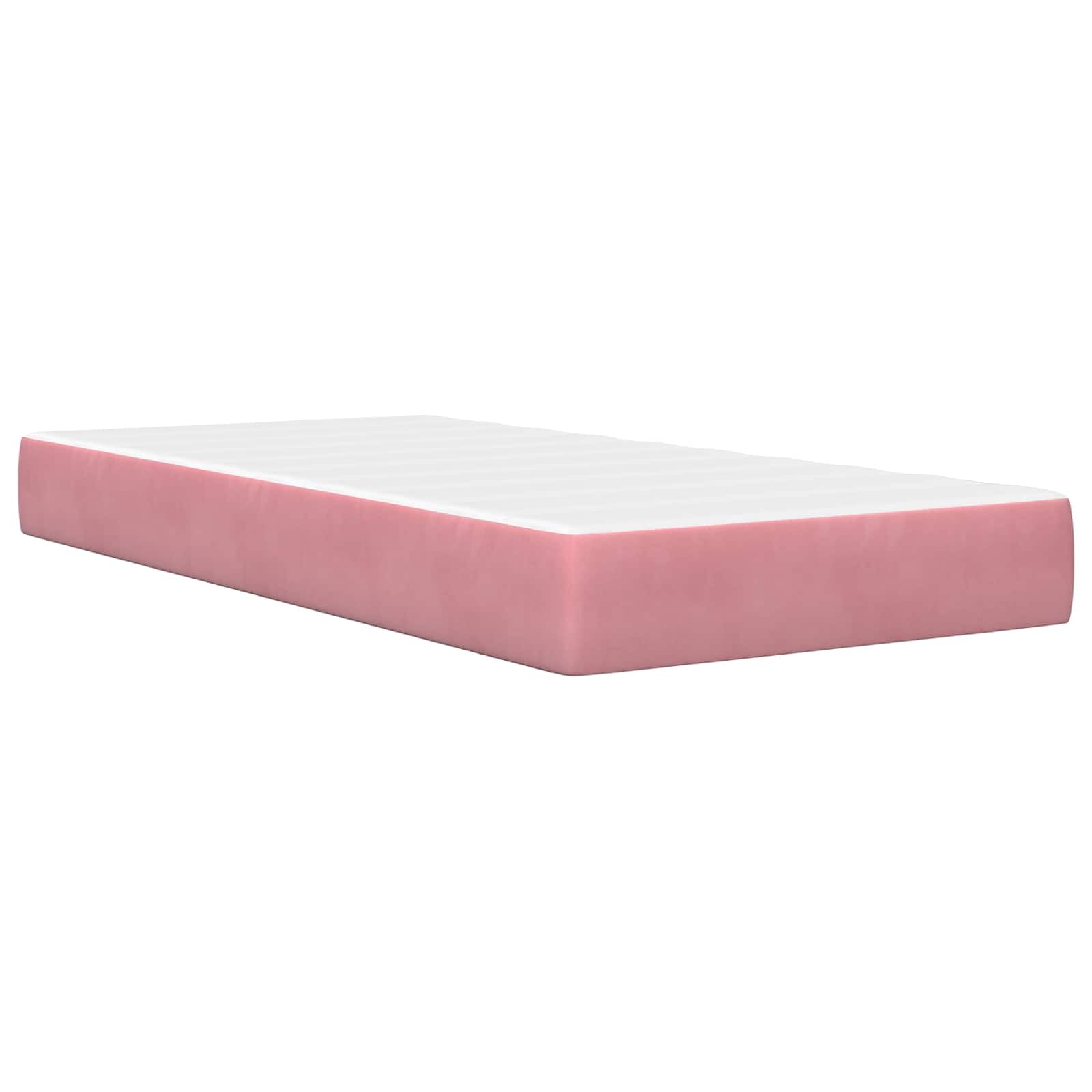 Estructura de cama con colchón de 100 x 200 cm de terciopelo rosa con cabecero, somier de láminas y espacio de almacenamiento, colchón de espuma fría transpirable, funda hipoalergénica, para