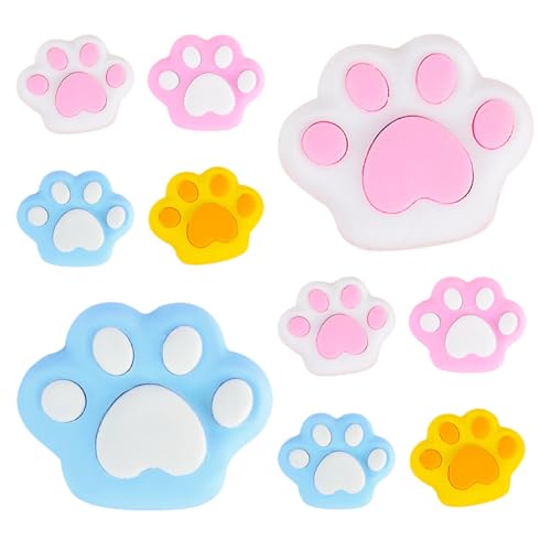 FOMIYES Gomas de Borrar Forma de Pata de Gato Mini 10 Unidades Mezcla de Colores Borradores Portátiles Compactos para Uso Diario Escolar Borrado Limpio para Lápices Estándar