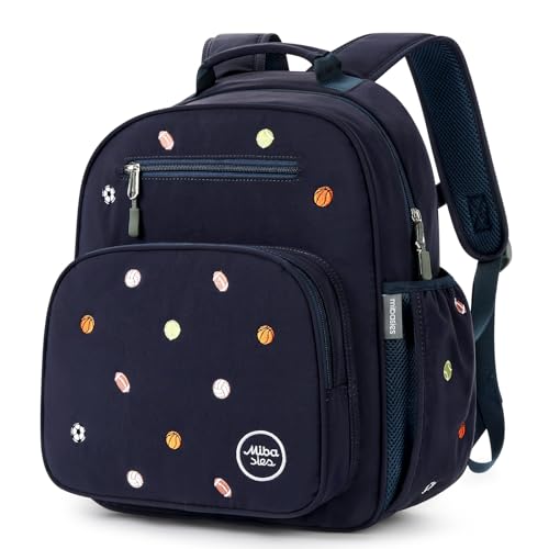 mibasies Boys Backpacks Ages 5-8: Quilted Backpack for Kids - Cute 15 Inches Bookbag for Kindergarten Elementary School Ball Blue