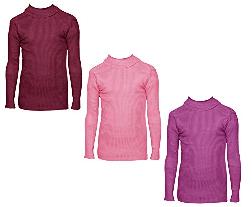 Image of IndiWeaves Girls Wollen Warm High Neck Full Sleeves T-Shirt /Inner /Skivvy for Winter (Pack of 3) Maroon /Pink /Purple 2-3 Years 10110-040610-IW-P3-20