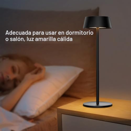 Miniatura 6 de K-Bright 2 Piezas Lámpara De Mesa Inalámbrica, 3000k Color De Luz Cálida Recargable Para Adecuado Para Interiores Y Exteriores Lámpara De Mesa Led Recargable Negro