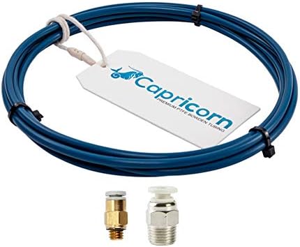 Original Creality Capricorn Bowden Tube[1.2m] with 1*PC4-M6 Quick Fitting and 1*PC4-M10 Straight Pneumatic Fitting Push for 3D Printer Ender 3 Pro, CR-10 V2