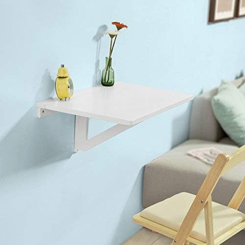 SoBuy® Folding Wall-mounted Drop-leaf Table, Computer Desk Children Table Desk, Kitchen Dining Table, 60x40cm, FWT03-W, White