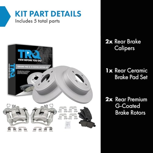 Image of TRQ Rear Brake Pad and Rotor Set Ceramic Solid G Coated Rotors Calipers | For 2012-2016 Kia Rio