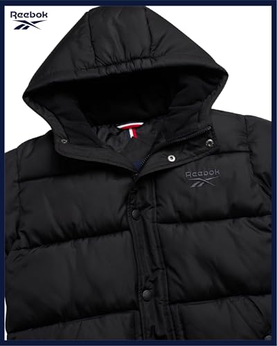 Image of Reebok Boys Heavyweight Puffer Jacket, Wind & Water Resistant Hooded Coat