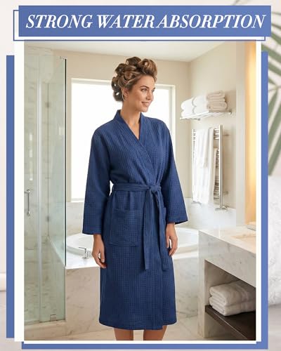 Image of Panitay Women's Waffle Knit Robes Thin Spa Bath Robe Bulk Hotel Lightweight Commercial Soft for House Shower Party
