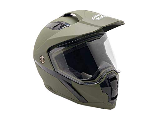 MMG Helmet Dual Sport Off Road Motorcycle Dirt Bike ATV - FlipUp Visor - Model 23 (X-Large, Green)