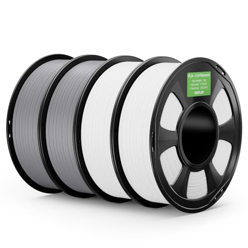 DEEPLEE PLA+ 2.0 Filament 1.75mm, Stronger Toughness 3D Printer Filament, White Grey 4KG, Upgrade PLA Plus 3D Printer Filament, High Speed PLA+ Filament for Most FDM 3D Drucker