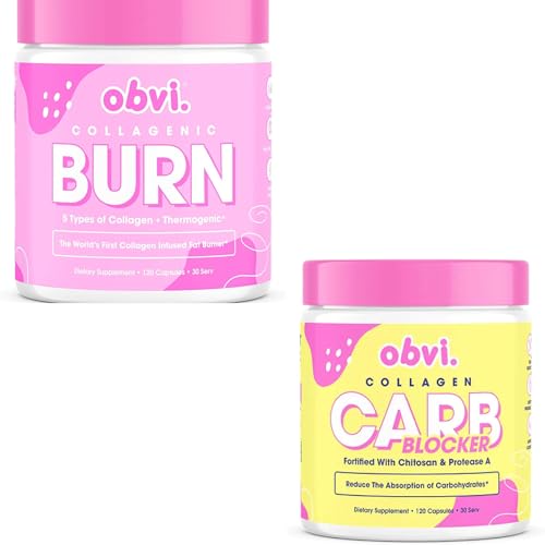 Obvi Collagenic Burn and Guilt Free Carb Blocker| Collagen Peptide-Infused Thermogenic Supplement Support Weight Management, Healthier Nails & Longer Hair, Enzyme Production