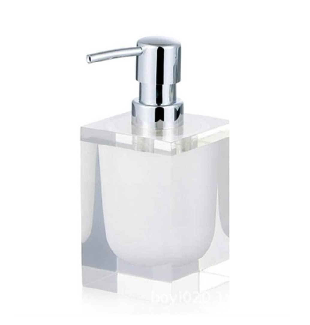 Dispenser di Sapone Liquido in Resina per Bagno, Dispenser di Sapone Liquido Ricaricabile per Ripiani di Cucina o Bagno, Dispenser di Sapone per Bagno (Bianco 170 ml)
