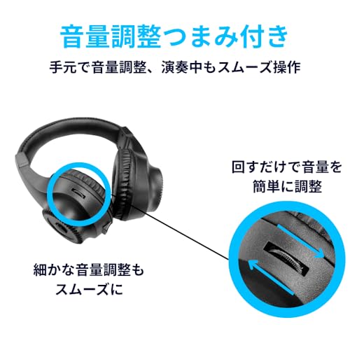 【Amabile公式】 アマービレ 電子楽器専用 ヘッドホン BH181 BK/WH ブラック/ホワイト 標準プラグ 6.3mm対応 ミニプラグ 3.5ｍｍ対応 軽量 密閉型 音量調整 楽器練習 子ども 初心者に最適 (標準プラグ 6.3mm対応, ブラック BK)